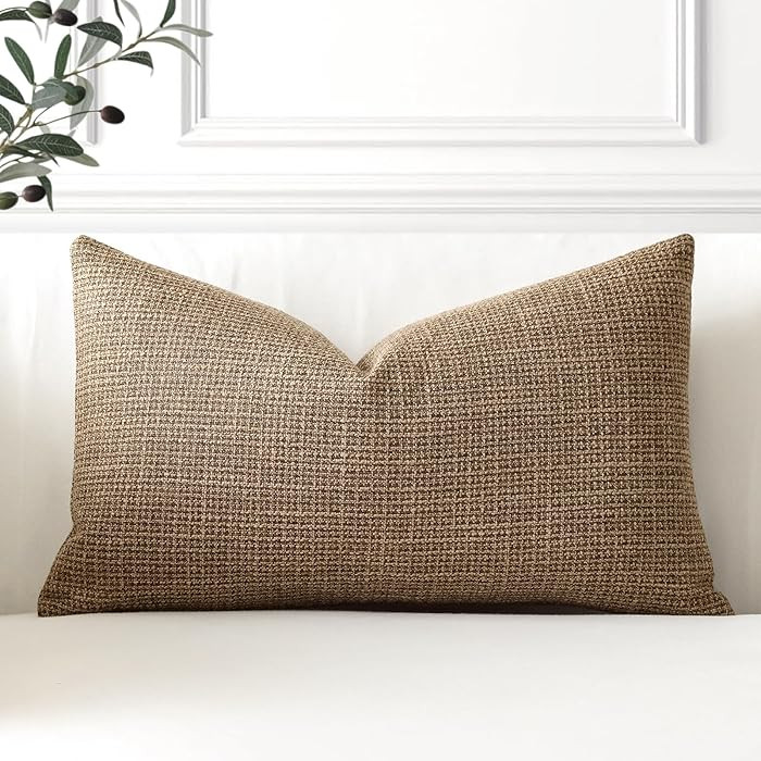 OTOSTAR Linen Throw Pillow Cover Set of 1 Decorative Lumbar Pillowcases Cushion Covers 12x20 Inch... | Amazon (US)