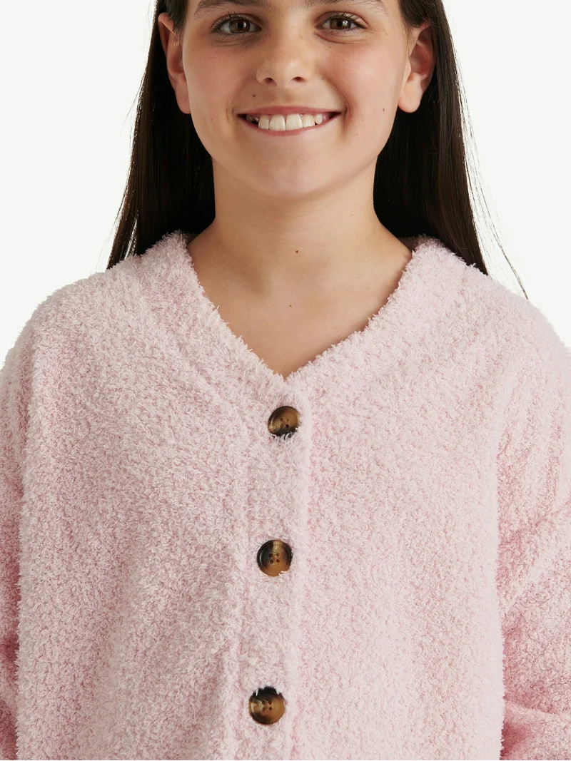 Justice Girls Long Sleeve Cardigan Sleep Top and Shorts, 2-Piece, Sizes 5-18 & Plus | Walmart (US)