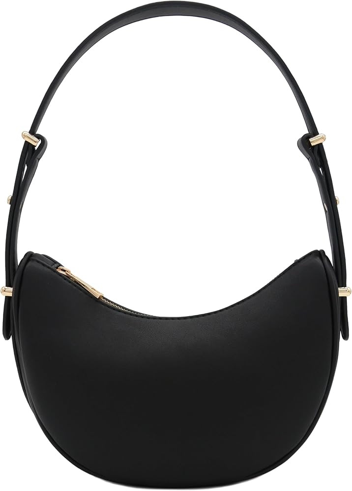 Small Crescent Smooth PU Leather Underarm Shoulder Bag | Amazon (US)