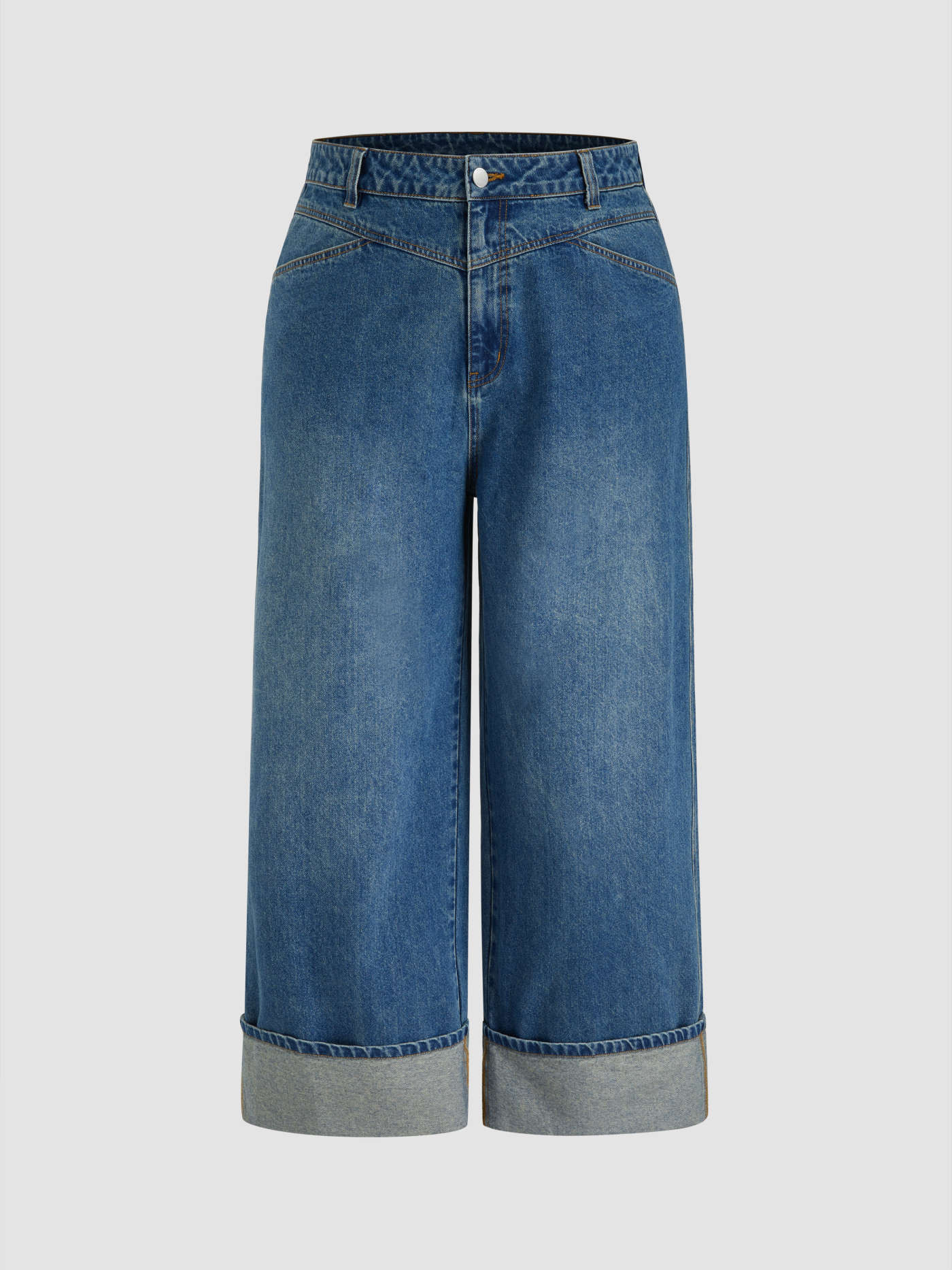Denim Cider Denim Mid Rise Roll Hem Straight Leg Jeans Curve & Plus For Daily Casual | Cider