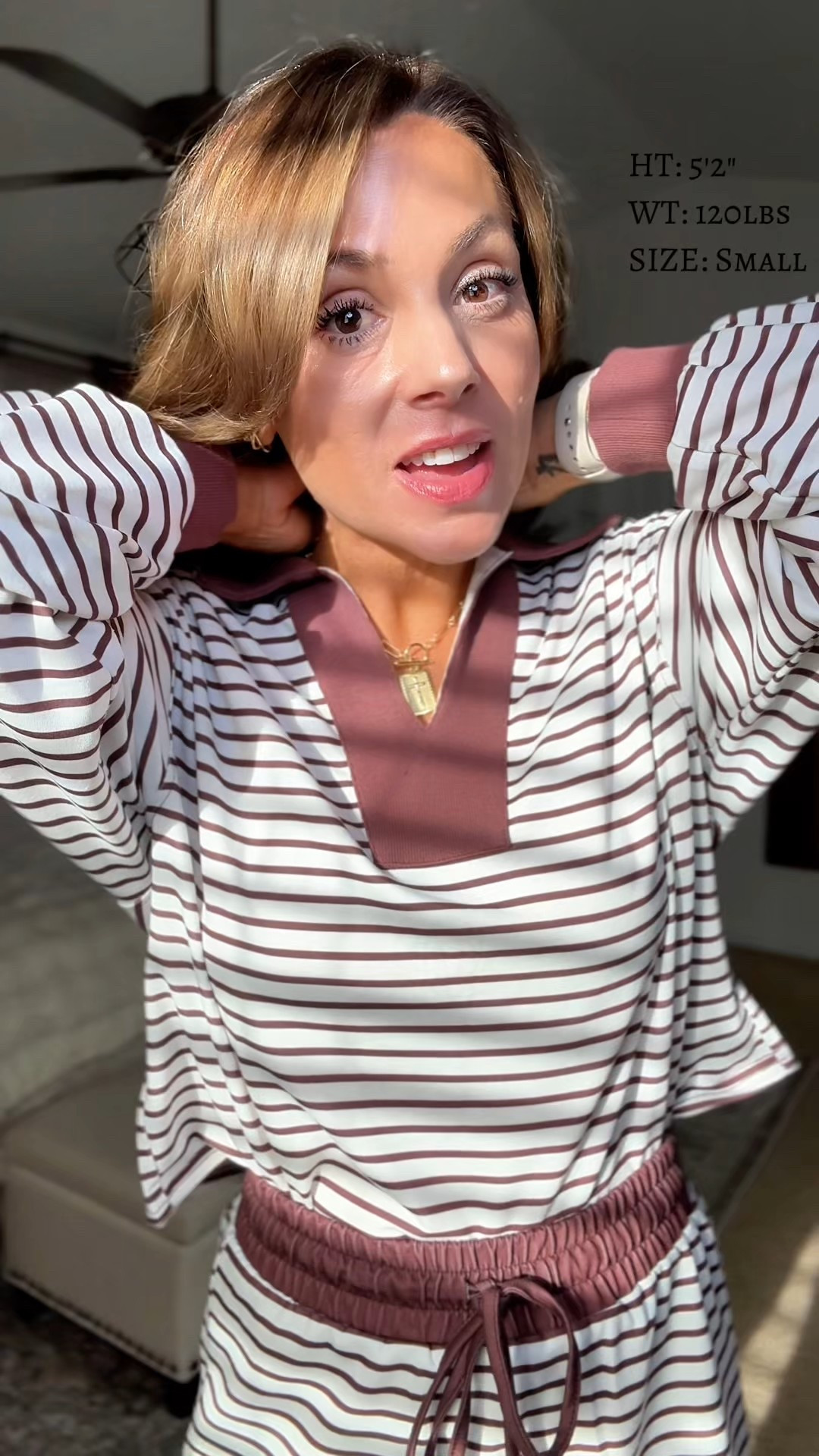 This is your sign to stop choosing between cute and comfortable.

This striped 2 piece matching set looks like a skirt outfit but has built-in shorts, which means you can actually move, sit, and live your life comfortably. The high-waist fit is flattering, the fabric is soft and breathable, and the long sleeve V-neck top keeps it casual but styled.

I’m 5’2” in my true size small, and the fit is perfect. This women’s matching set is ideal for lounging, running errands, casual weekends, travel days, or everyday wear when jeans just aren’t it.

It comes in 6 colors, so if you find one you love, don’t wait. This is one of those outfits you’ll want on repeat. #matchingsets
#twopieceset
#womensloungewear
#casualstyle
#everydayoutfits
#comfortablefashion
#modernmomstyle
#over40style
#athleisurewear
#effortlessstyle 