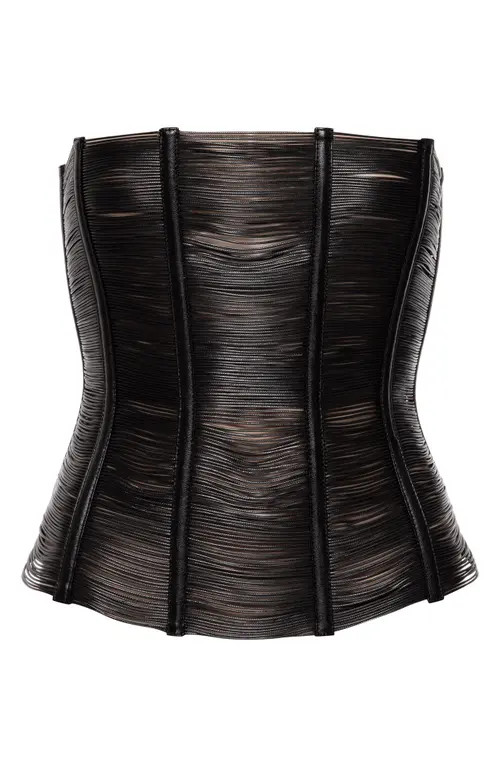 MIAOU Flux Faux Leather Corset Top in Black Leather at Nordstrom, Size X-Small | Nordstrom