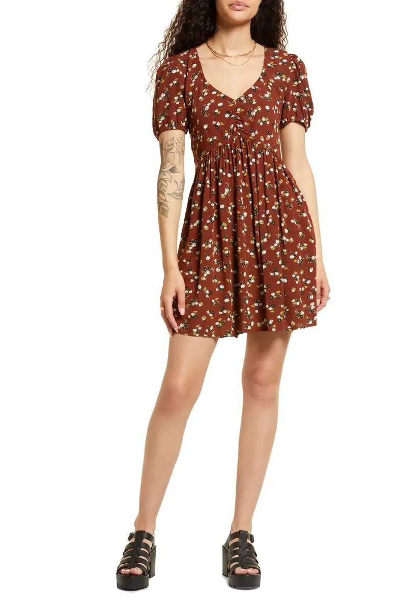 Printed Babydoll Minidress | Nordstrom