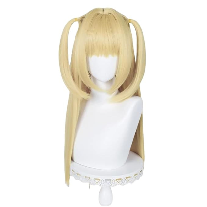 PWEINCY Long Gloden Ponytails Misa Amane Cosplay Wig with Bangs for Women Halloween Costume | Amazon (US)
