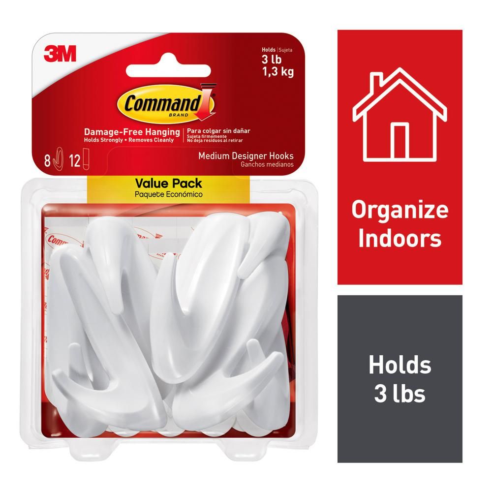 Command Medium Designer Hook Value Pack, White | The Home Depot