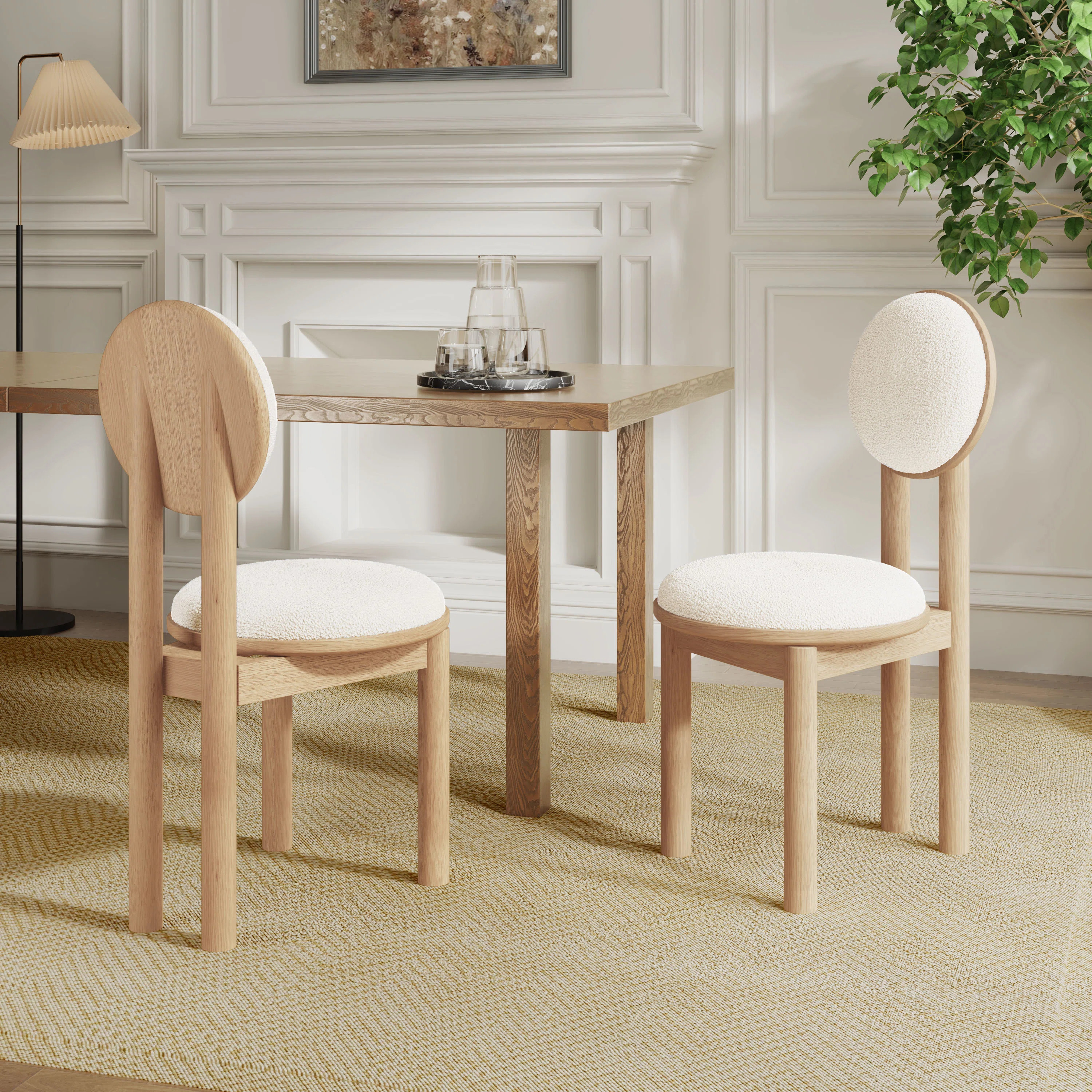 Thaddeus Mid-Century Modern Fabric Upholstered Round Back Dining Chairs With Rubberwood Frame (Se... | Wayfair North America