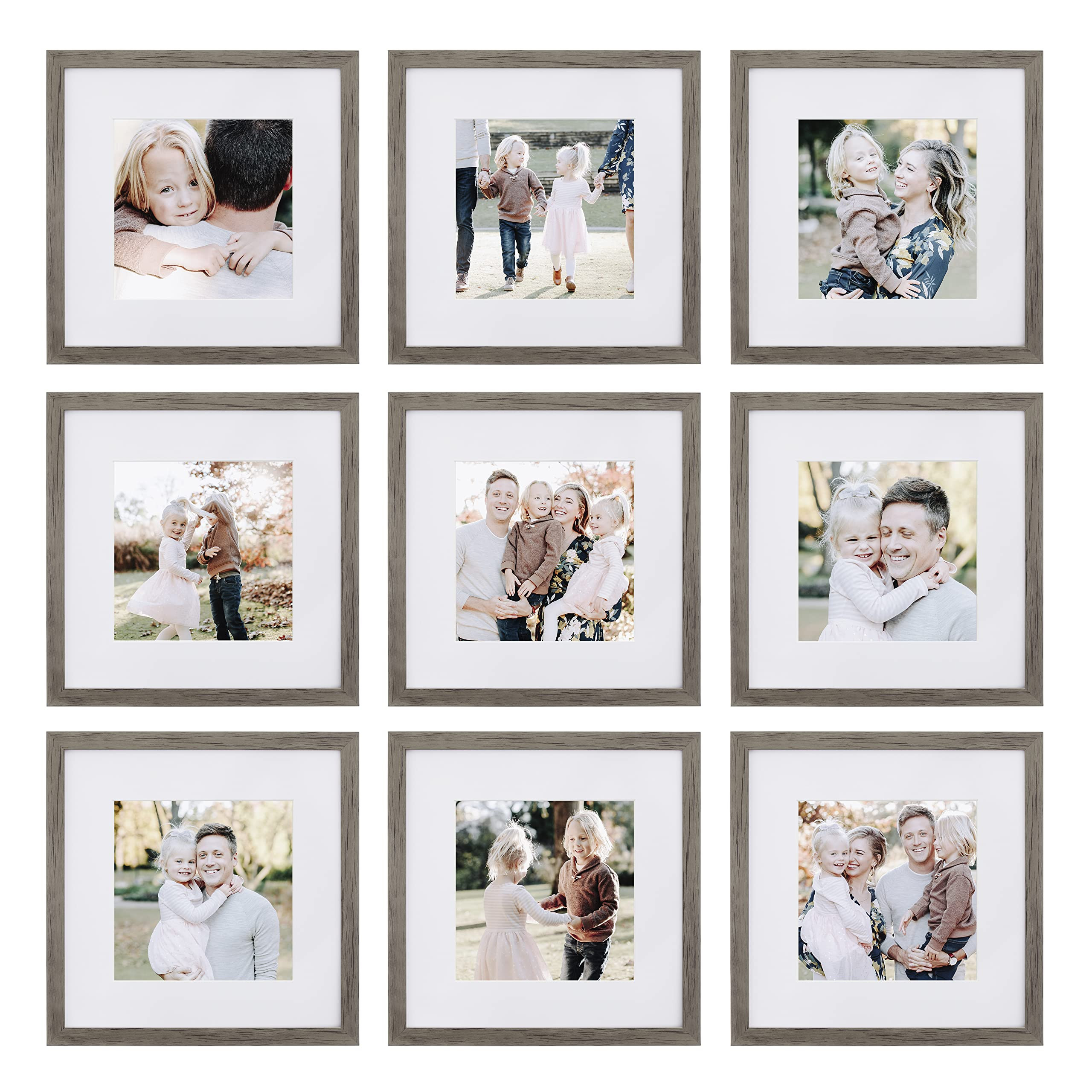 Sheffield Home 9 Piece Gallery Wall Frame Set, 12x12 Inch, Natural | Amazon (US)
