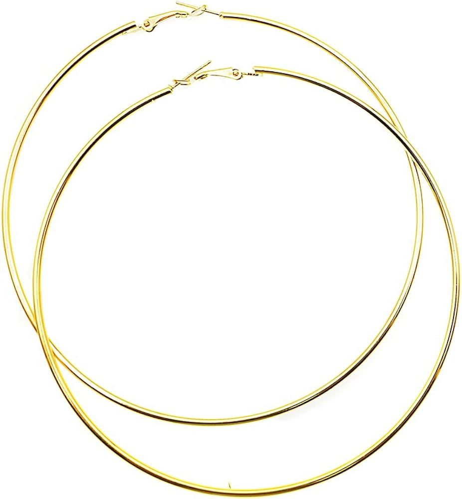 Hypoallergenic Extra Large Basketball Hoop Earrings for Women Men - Big Thin Hoop Earrings | Amazon (US)