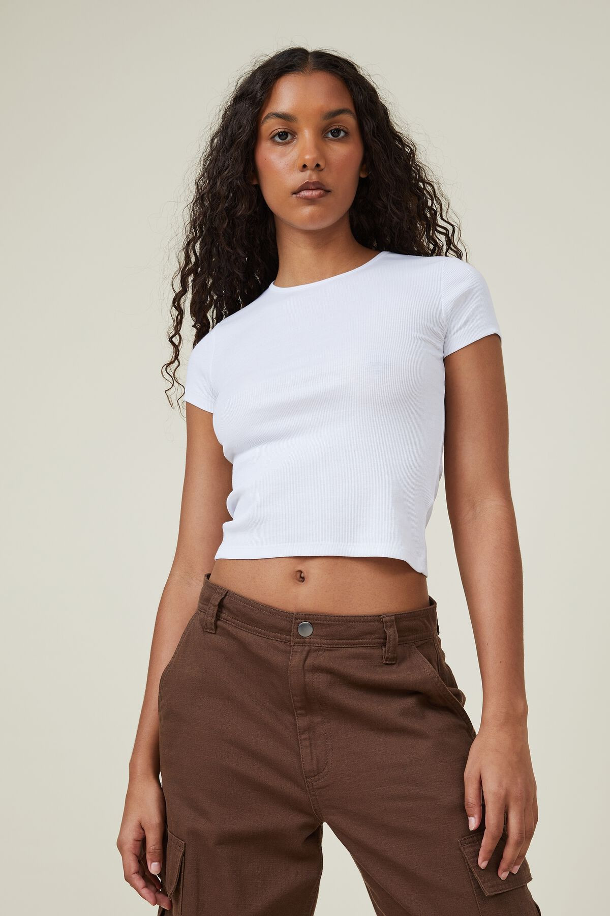 The One Organic Rib Crew Short Sleeve Tee | Cotton On (US)