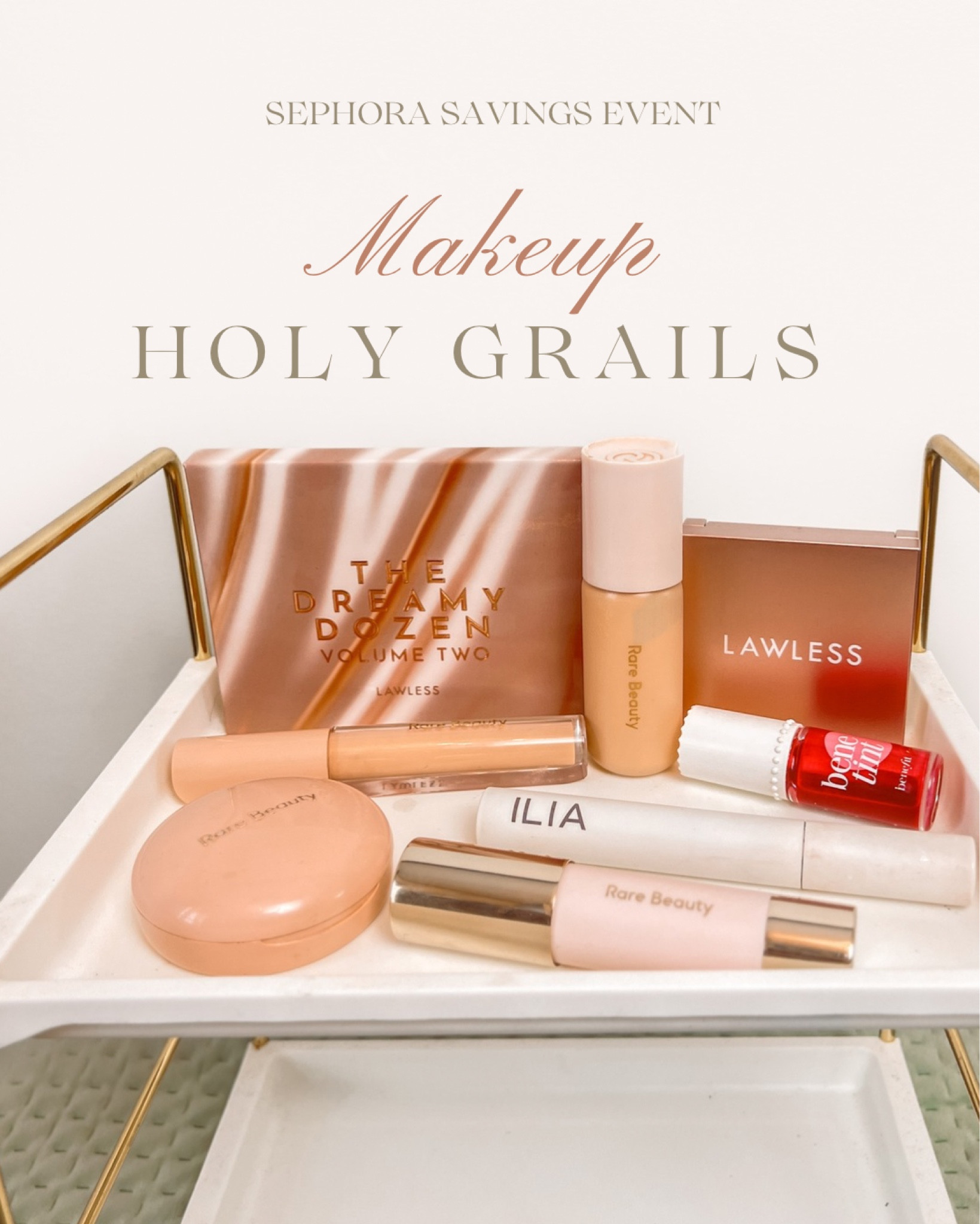 These are my makeup holy grails! ✨ From a natural glow to lifted lashes, these products are my go-tos: Rare Beauty’s Under Eye Brightener, Powder Highlighter, Bronzer, and Tinted Moisturizer, Lawless’s Pinch Me Cream Blush and Dreamy Dozen Volume 2 Eyeshadow Palette, plus ILIA’s Limitless Lash Mascara. Perfect time to stock up during the Sephora savings event! 

#LTKCyberWeek #LTKSaleAlert #LTKGiftGuide