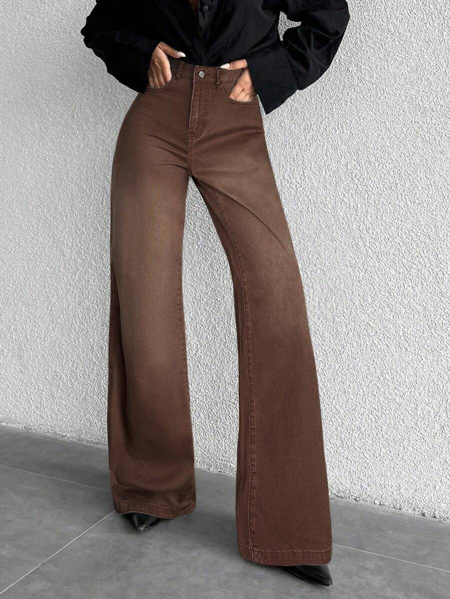 ZIRRA Women's High Waist Pocketed Wide Leg Loose Casual Versatile Jeans | SHEIN