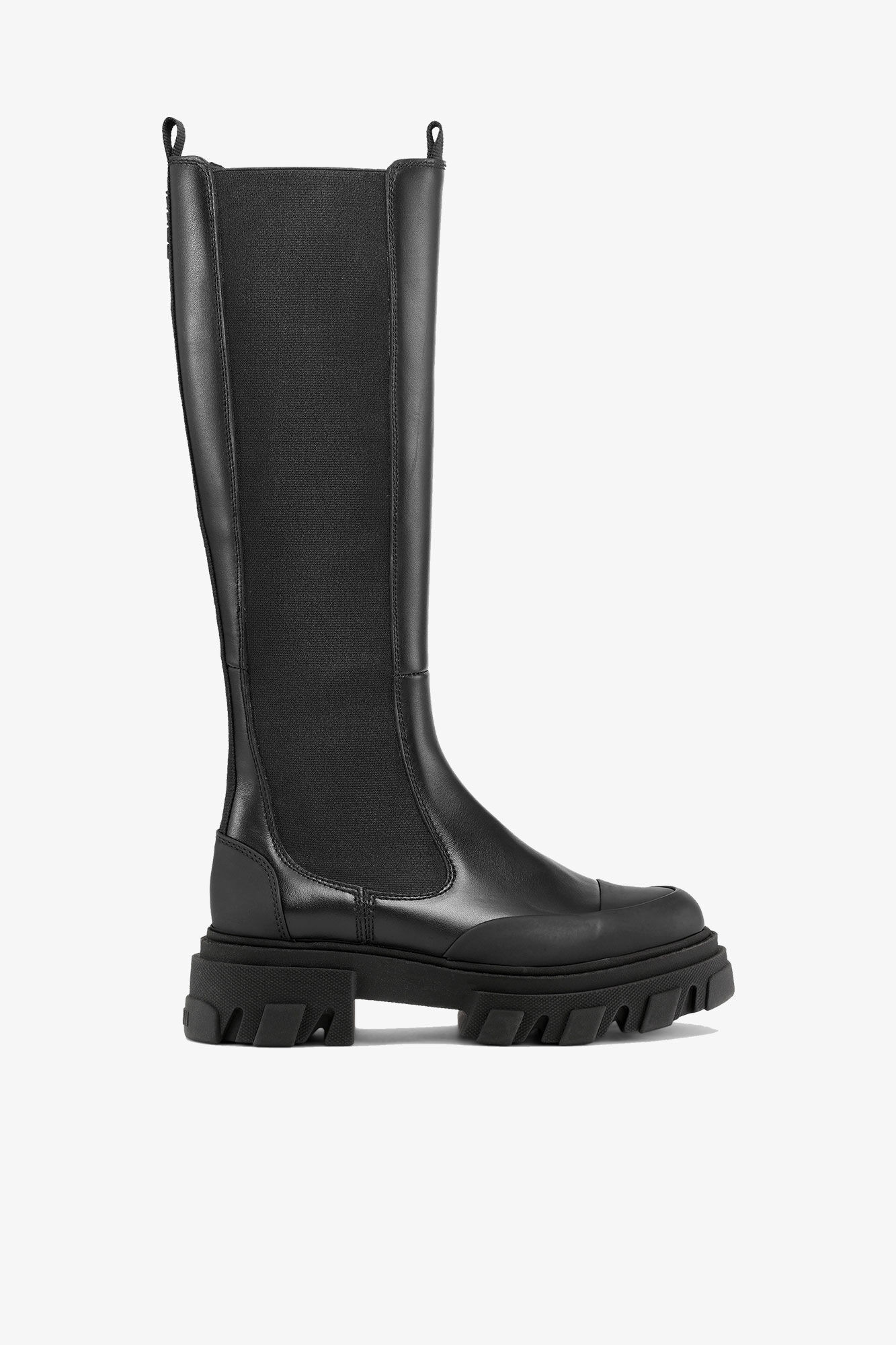 Cleated High Chelsea Boots in Black | Ganni