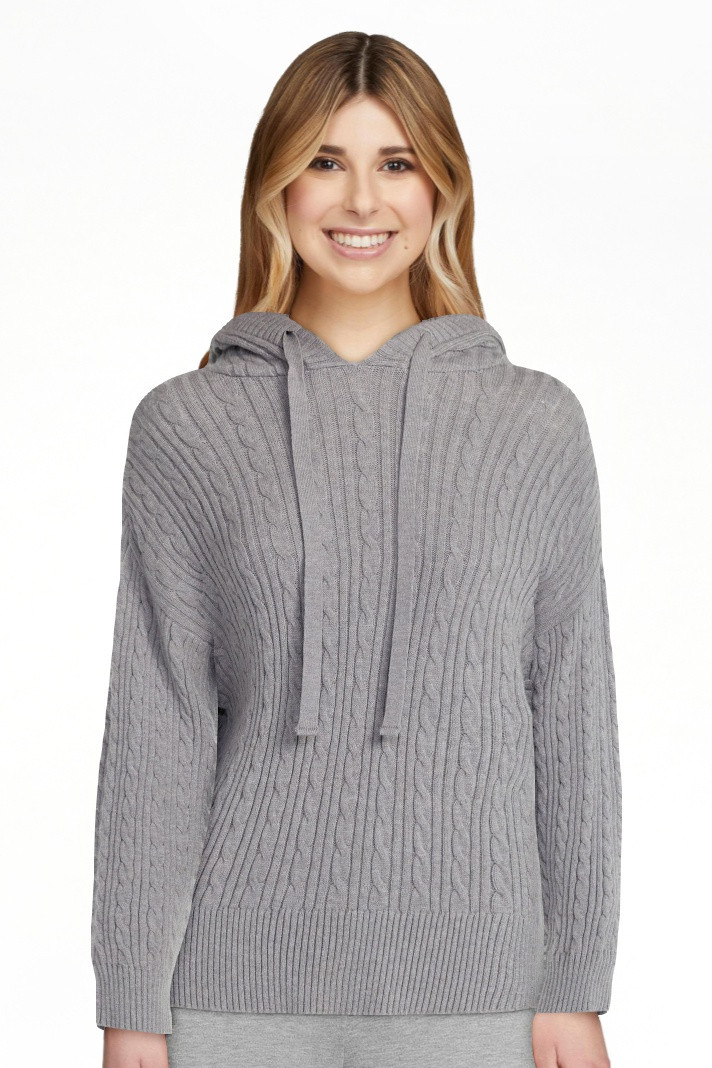 Free Assembly Women's Cozy Yarn Cable Knit Hoodie Sweater, Midweight, Size XS-XXL | Walmart (US)
