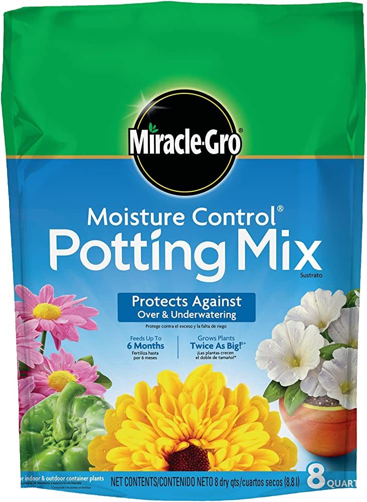 Miracle-Gro Moisture Control Potting Mix - Soil for Indoor & Outdoor Containers, Added Fertilizer... | Amazon (US)