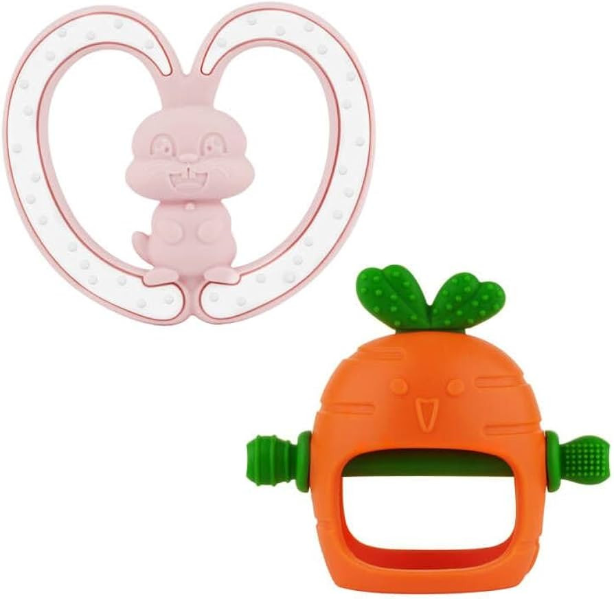 Chuya Easter Baby Teether Baby Teething Toys for Babies 0-6 6-12 12-24 Months Carrot Bunny Textur... | Amazon (US)