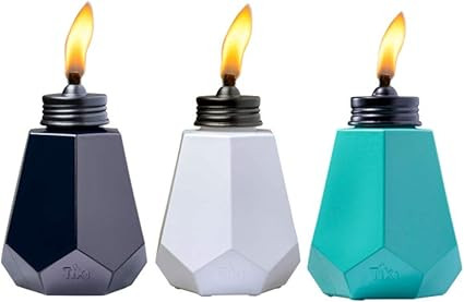 Tiki Brand 3-Pack Glass Table Torch Set, 5.225 Inch, White Black and Blue | Amazon (US)