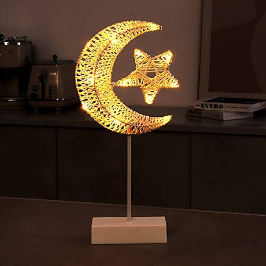 Ramadan Lights - Eid Decor Table Decoration Star Led Lights Crescent Moon Star Lights | Amazon (US)