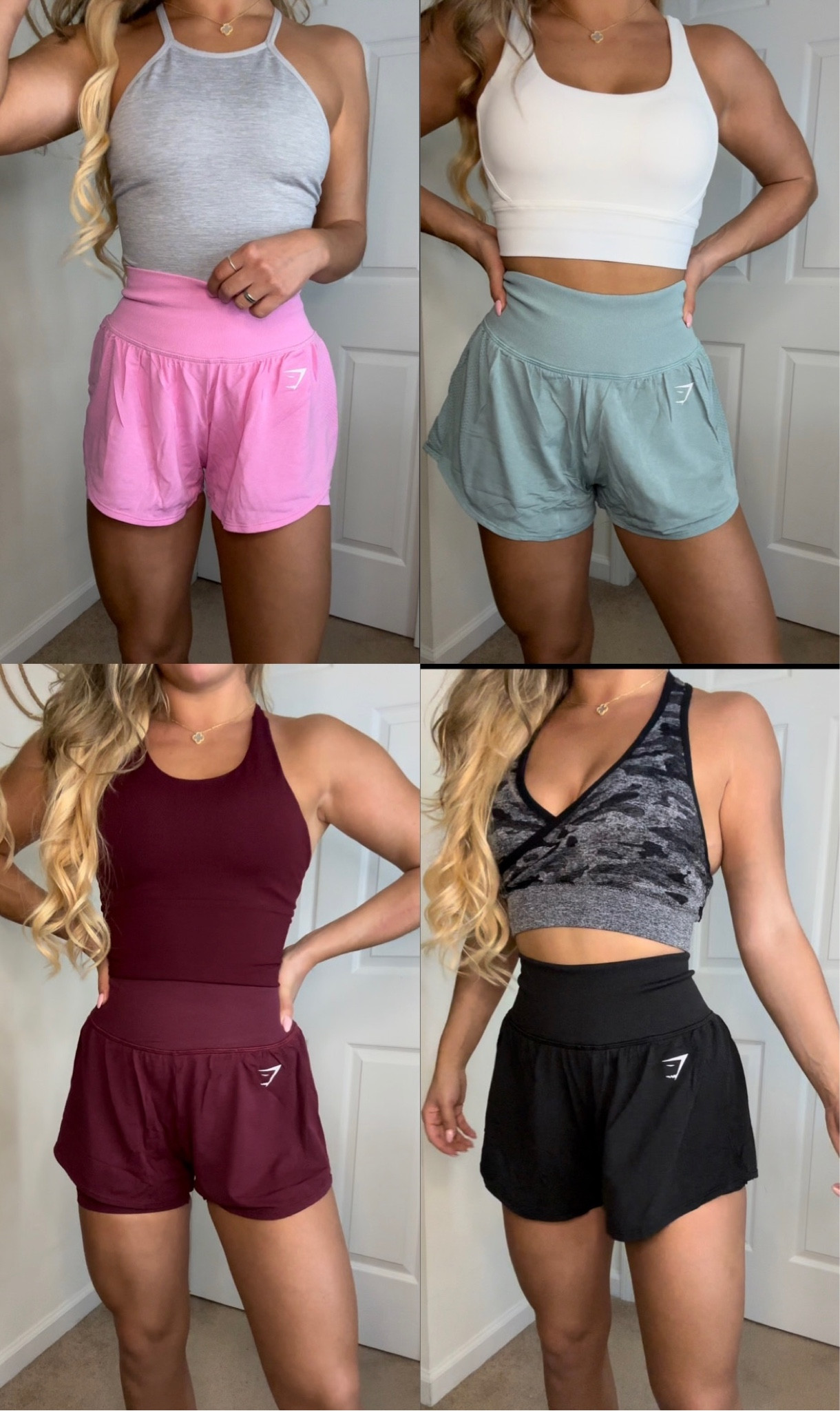 Love these Gymshark shorts! I got them all in a size small, and I’d say they run true to size. They’re lined with the vital seamless bike shorts and they don’t roll up at all. The ribbed waistband is so compressive and flattering! I’ll be in these all summer 