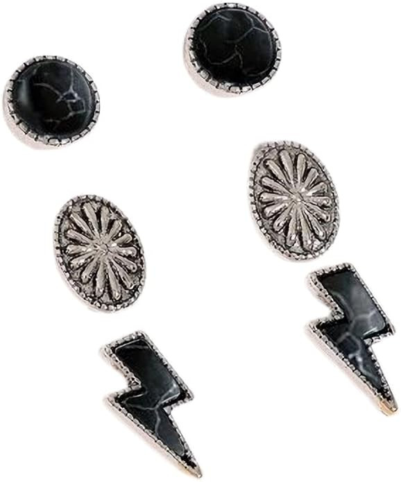 Western Earrings for Women Natural Turquoise Earrings Western Jewelry Lightning Bolt Stud Earring... | Amazon (US)