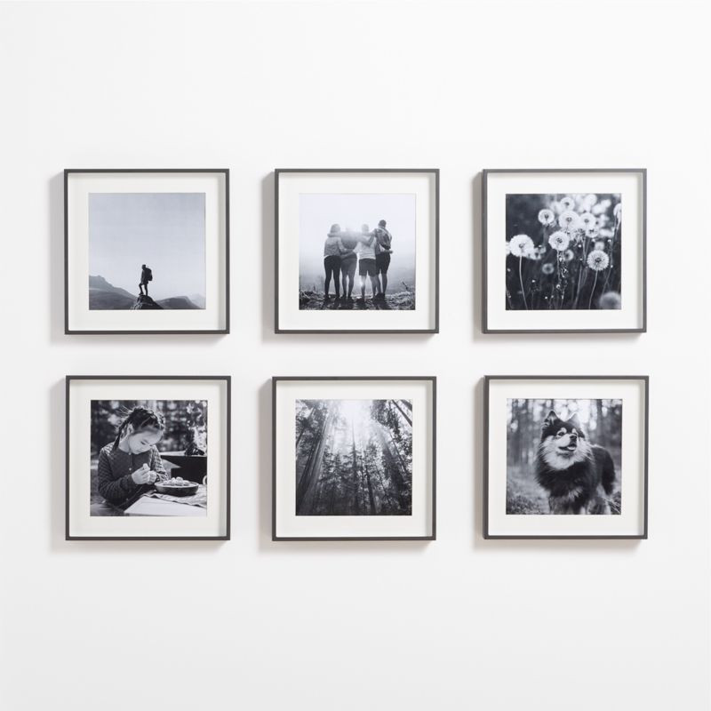 6-Piece Brushed Black 11x11 Gallery Wall Picture Frame Set + Reviews | Crate & Barrel | Crate & Barrel