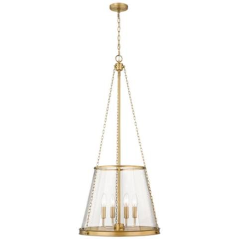 Prescott 18" Wide Rubbed Brass Metal 4-Light Pendant - #996D4 | Lamps Plus | Lamps Plus