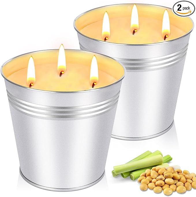 Citronella Candles Outdoor - Large 2 x 17oz Citronella Candle for Home Patio up to 200 Hours Burn... | Amazon (US)