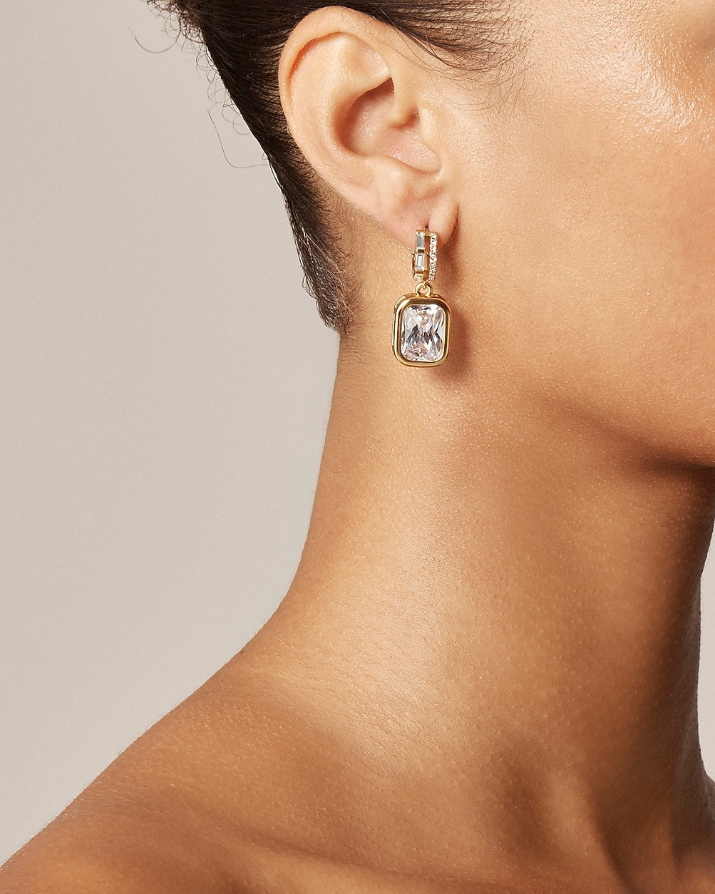 Bezel-set crystal drop earrings | J. Crew US