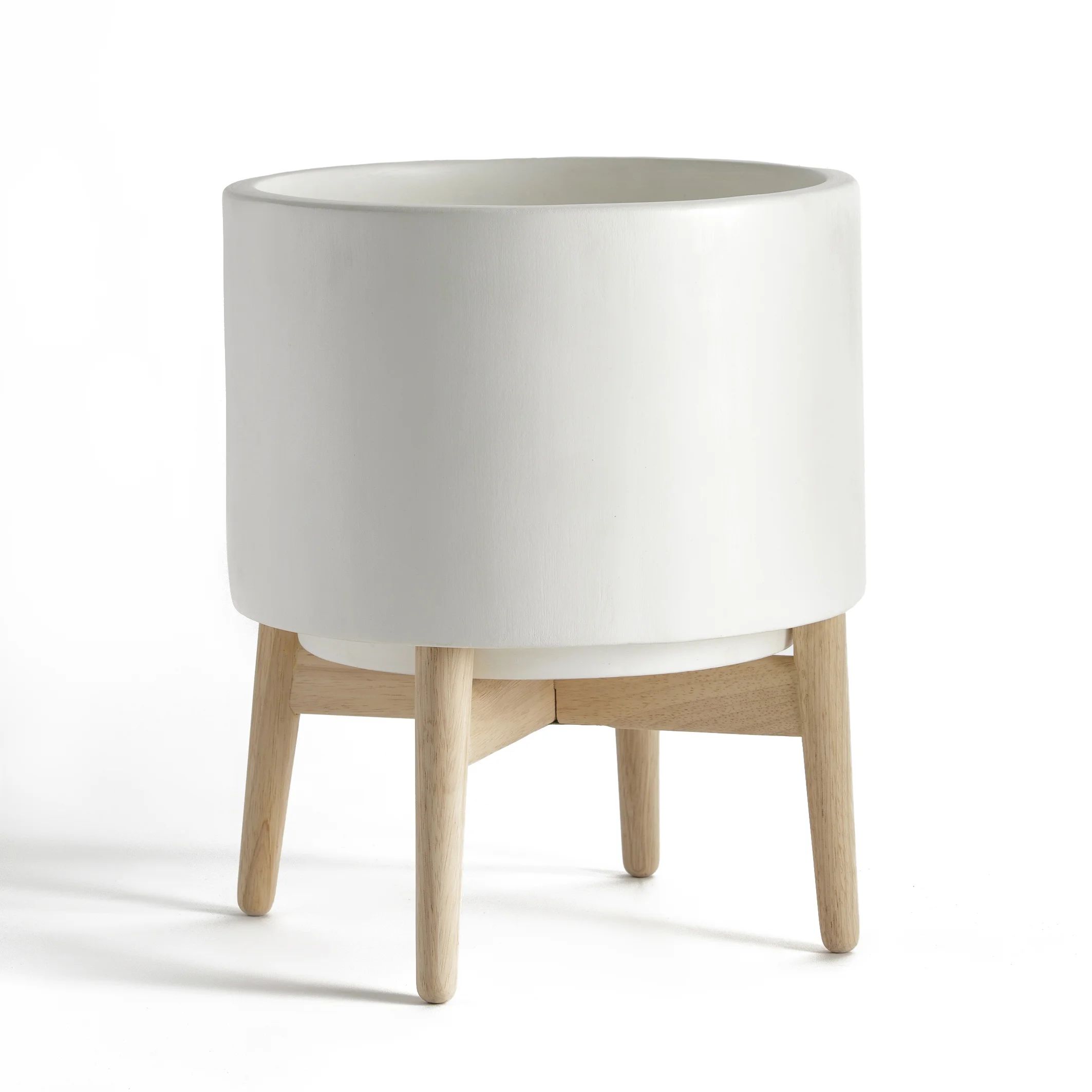 Florian Ceramic Planter with Wooden Stand | La Redoute (UK)