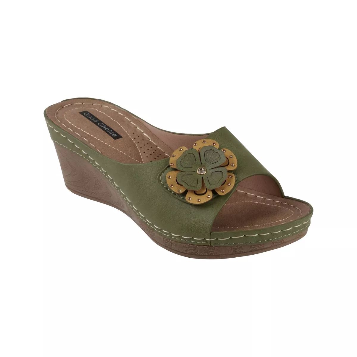 GC Shoes Naples Flower Comfort Slide Wedge Sandals | Target