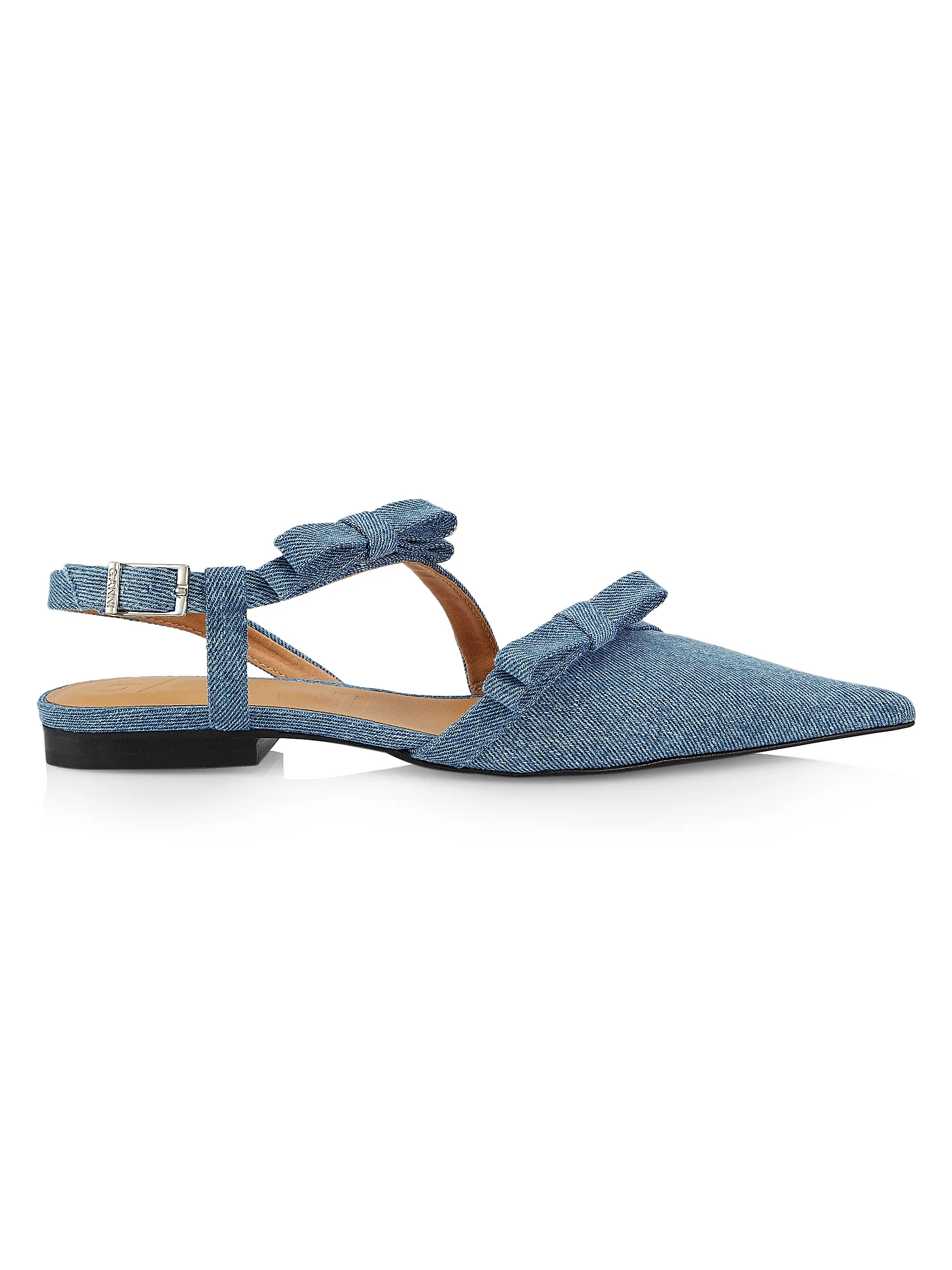 GanniMulti Bow Denim Slingback Flats | Saks Fifth Avenue