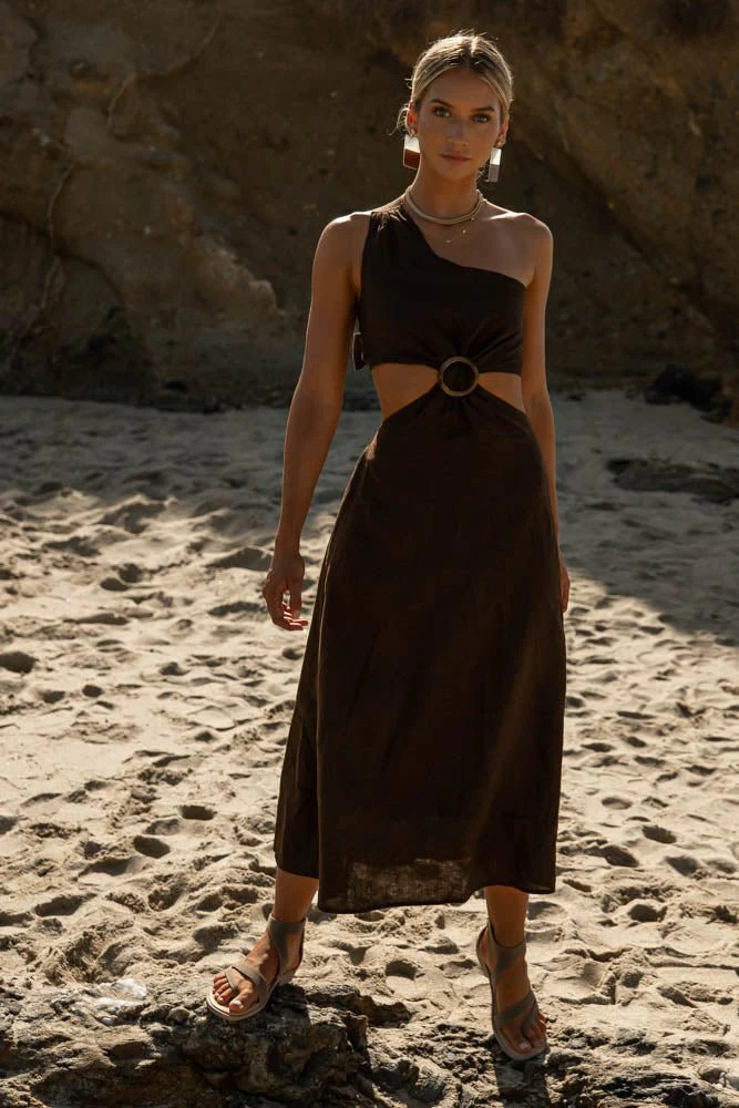 Suzie Midi Dress in Brown - böhme | Böhme US