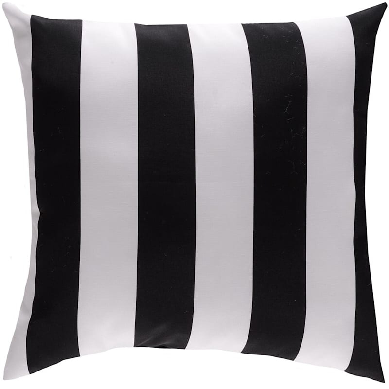 Black Awning Striped Square Outdoor Throw Pillow, 20" | At Home