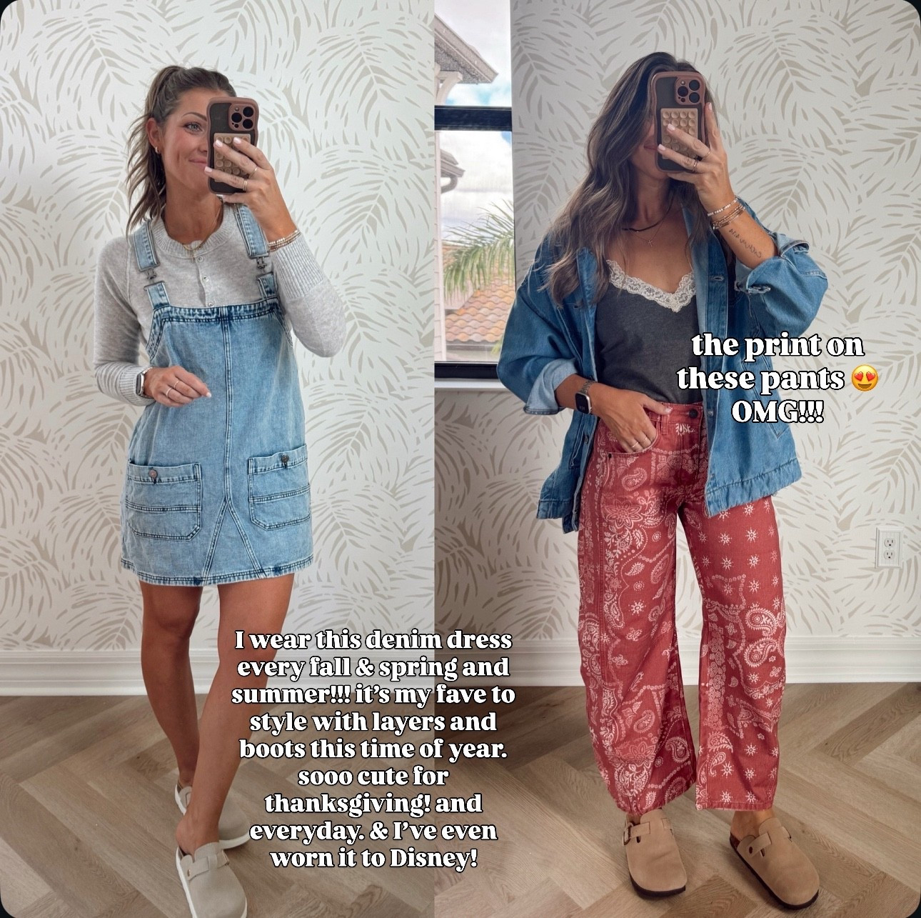 Two denim styles im loving: this little dress I can’t live without every fall and these AMAZING jeans with the coolest print for fall ❤️ size 0 jeans / small dress / XS cardigan and jacket 


Fall outfits
fall trip
Thanksgiving outfit 