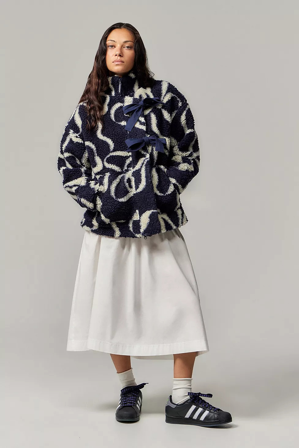 Damson Madder Ingrid Bow Borg Jacket | Urban Outfitters UK