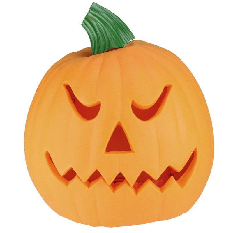 Northlight 9.75" Jack-O-Lantern Animated Double-Sided Halloween Pumpkin - Orange/Green | Target
