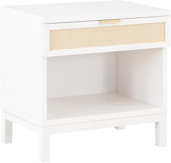 Bayport Cane White Wood 1-Drawer Storage Nightstand | Amazon (US)
