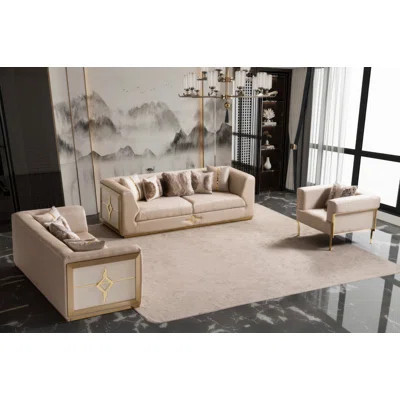 3 Pieces Fabric Living Room Set | Wayfair North America