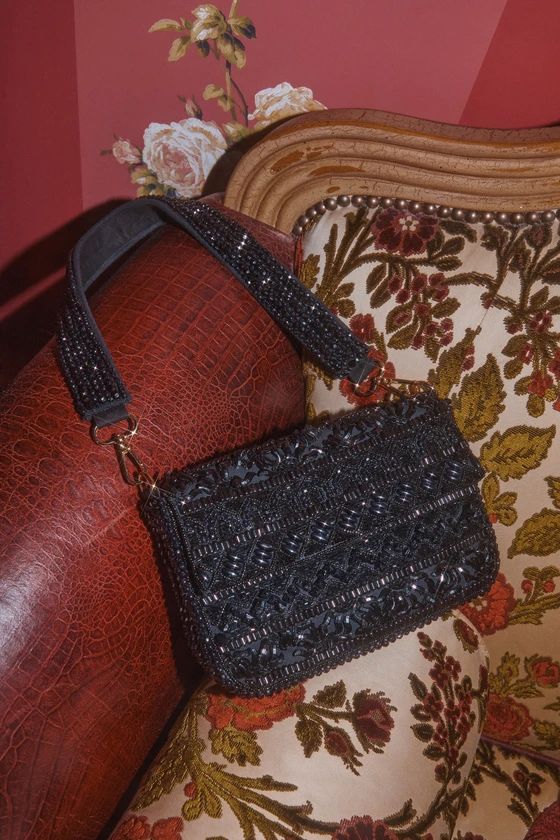Captivating Aura Black Beaded Shoulder Bag | Lulus (US)