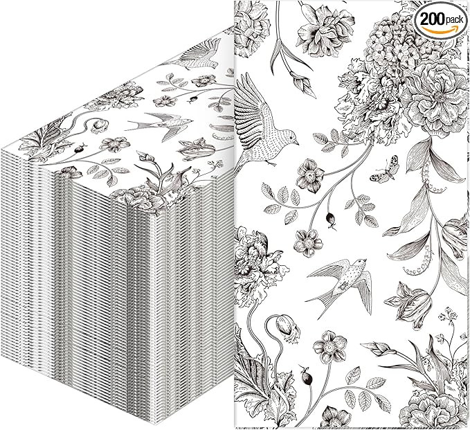 Tatuo 200 Pcs Floral Paper Napkins Disposable Hand Towels for Bathroom Guest Decorative Napkins f... | Amazon (US)