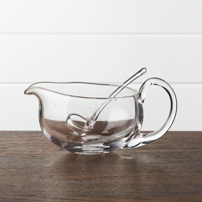 Deluxe Glass Gravy Boat with Ladle + Reviews | Crate and Barrel | Crate & Barrel