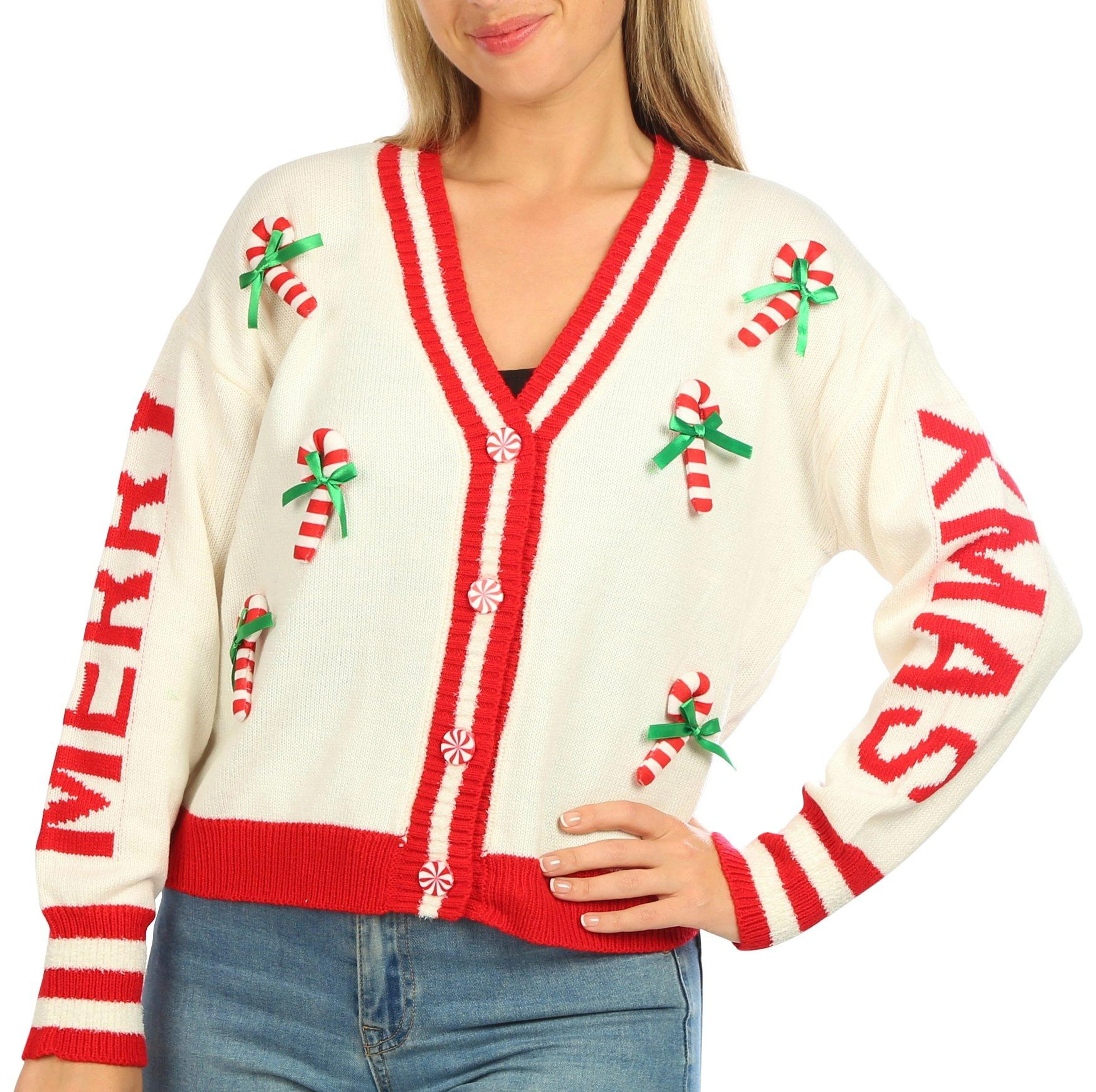 No Comment Juniors Candy Cane Christmas Cardigan | Bealls