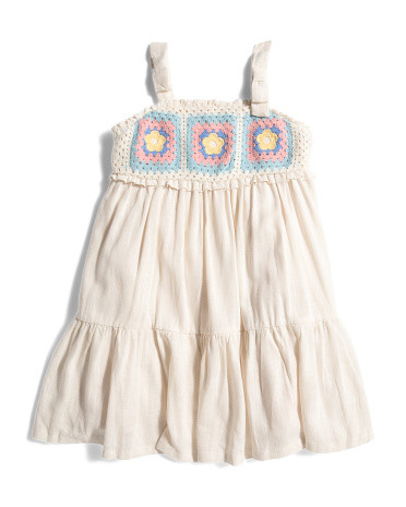 Girls Crochet Bodice Tie Strap Dress | TJ Maxx