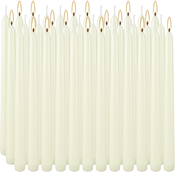 36 Pack Ivory Taper Candles 10 inch(H) Dripless, Smokeless & Unscented - Long Burning Time - Hand... | Amazon (US)