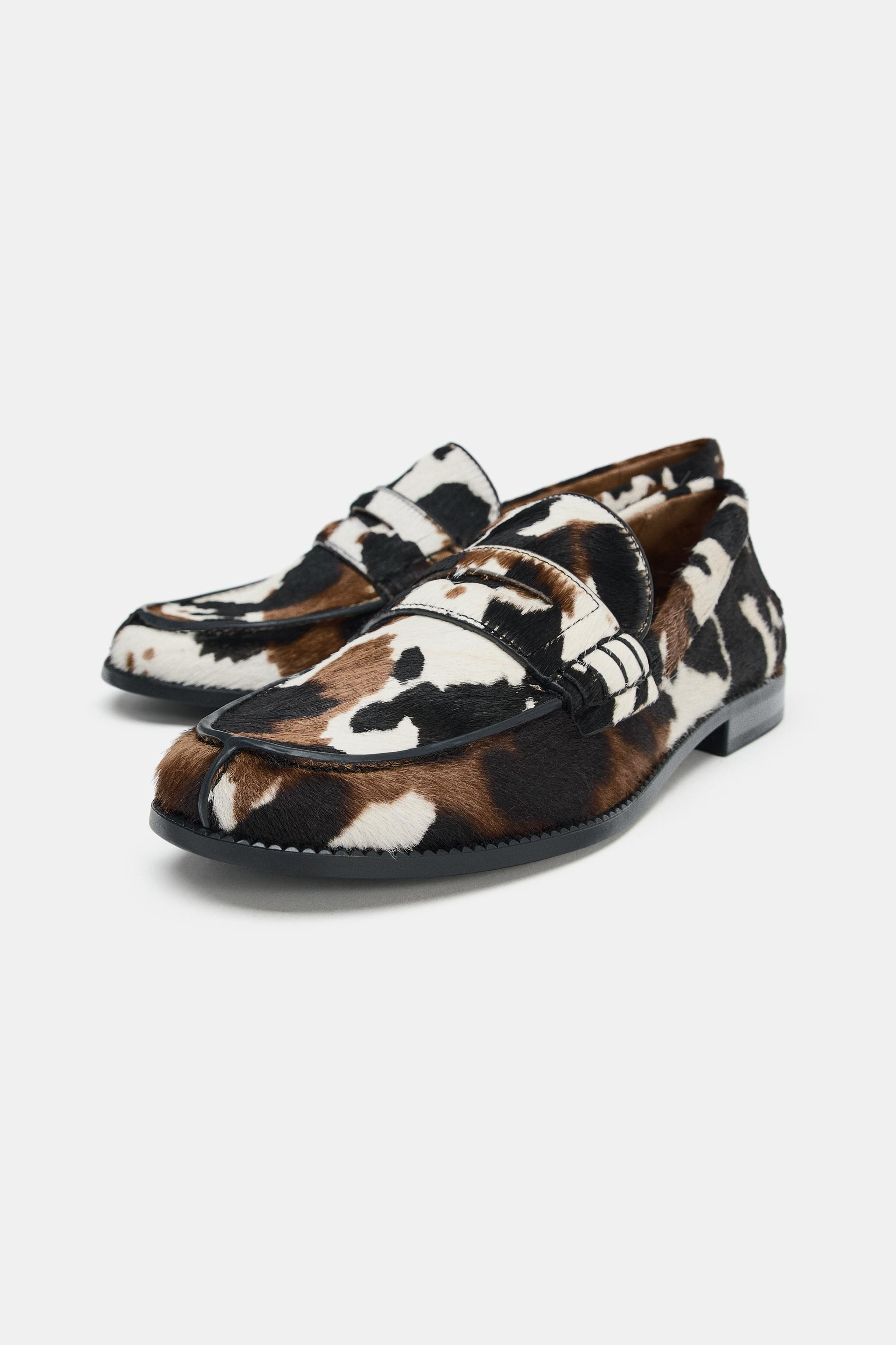 ANIMAL EMBOSSED LEATHER LOAFERS | Zara US