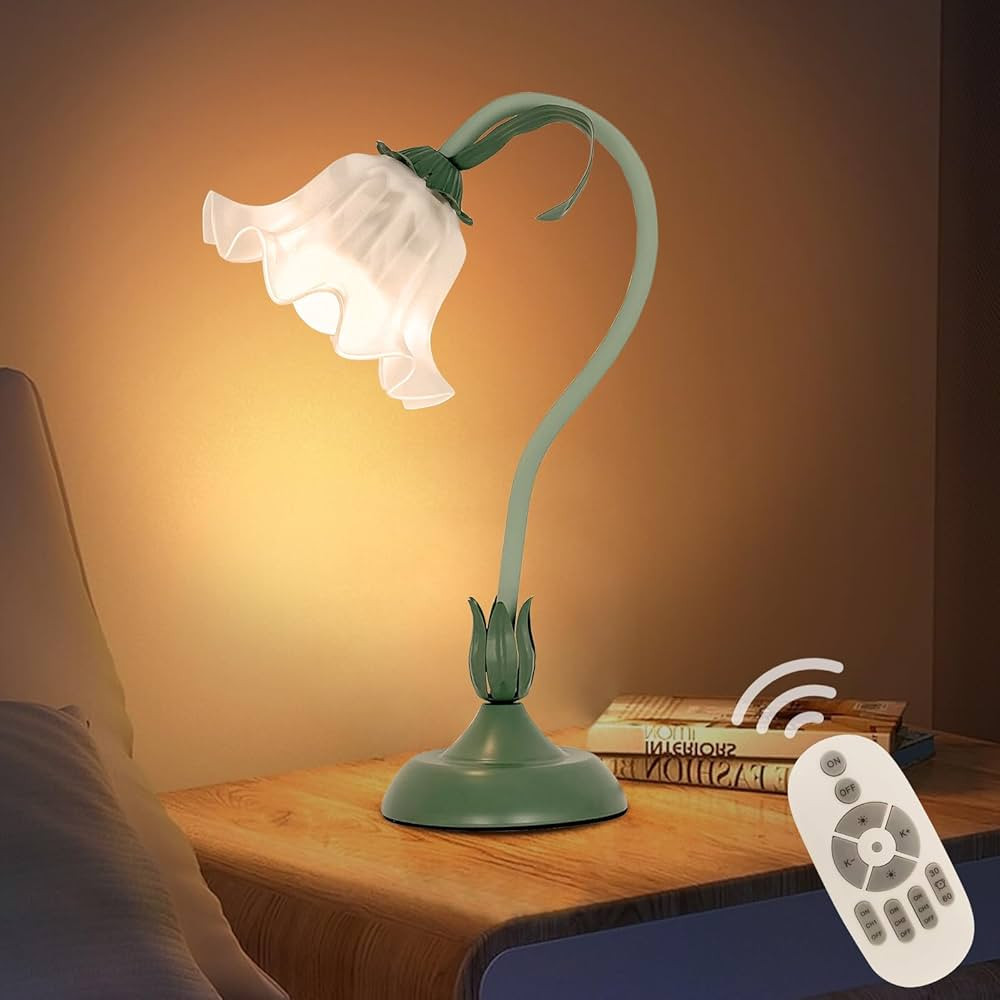 Flower Desk Lamp Gooseneck Lily of The Valley Lamp Dimmable Floral Table Lamp with Remote Control... | Amazon (US)
