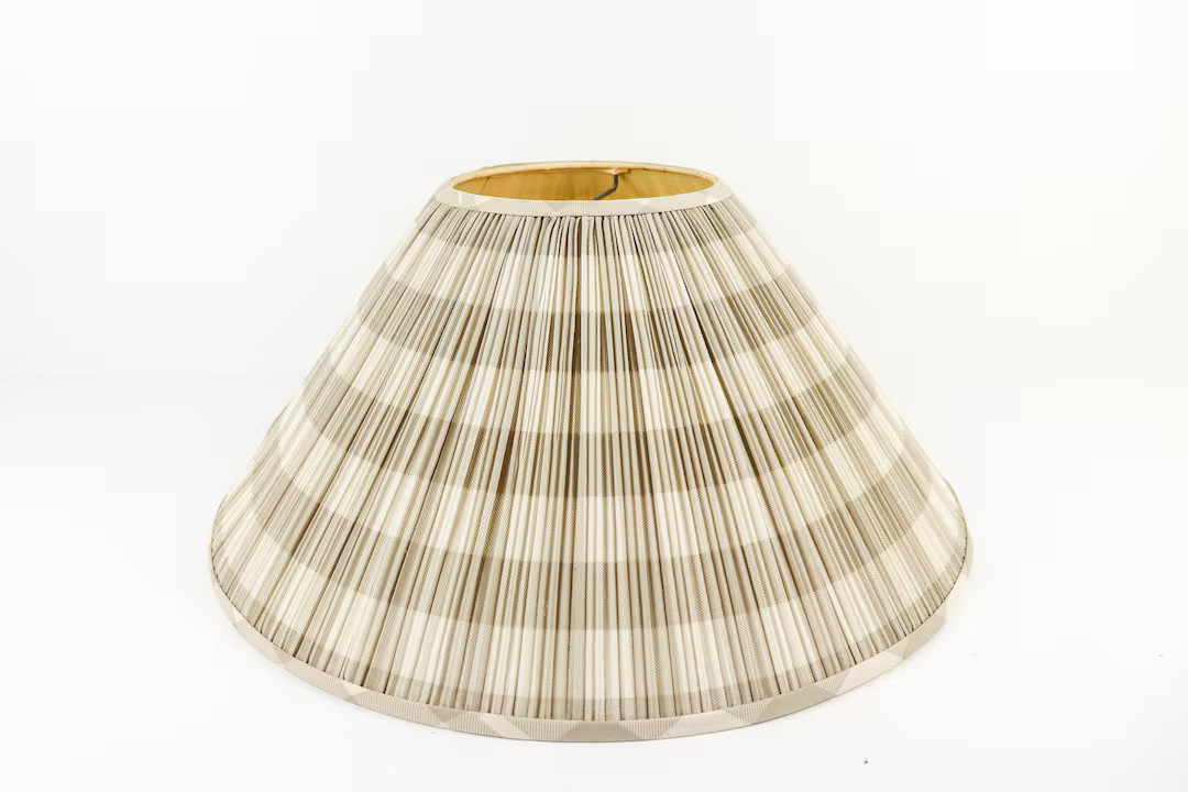 Vintage Pleated Fabric Lamp Shade, Large Plaid Lampshade, Cone Shade - Etsy | Etsy (US)