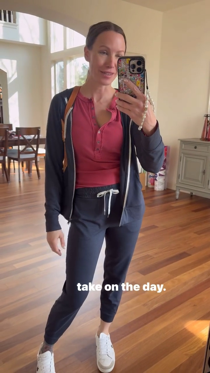 Dressed in Vuori! Love this set. Size small in both pants & jacket. Sneakers are Dior- linking similar  

Casual ootd, spring ootd 

#LTKStyleTip #LTKSeasonal #LTKWatchNow