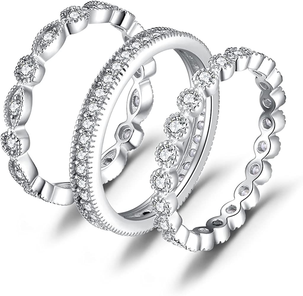 JewelryPalace Ewigkeitsring 3 Stapelringe Verlobungsring Eheringe Ring Silber 925 Damen, Zirkonia... | Amazon (DE)