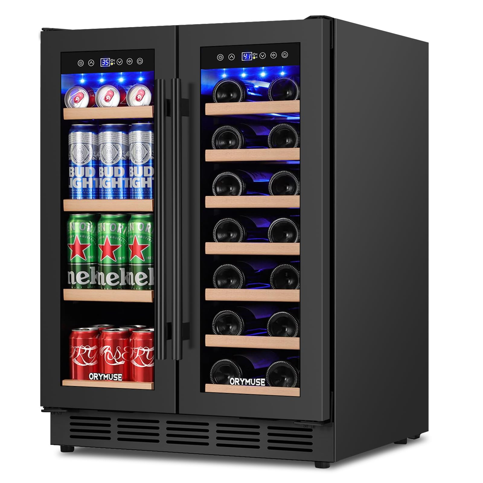 24" Dual Zone Wine & Beverage Refrigerator – Under Counter Cooler with Upgraded Cooling & Blue ... | Amazon (US)