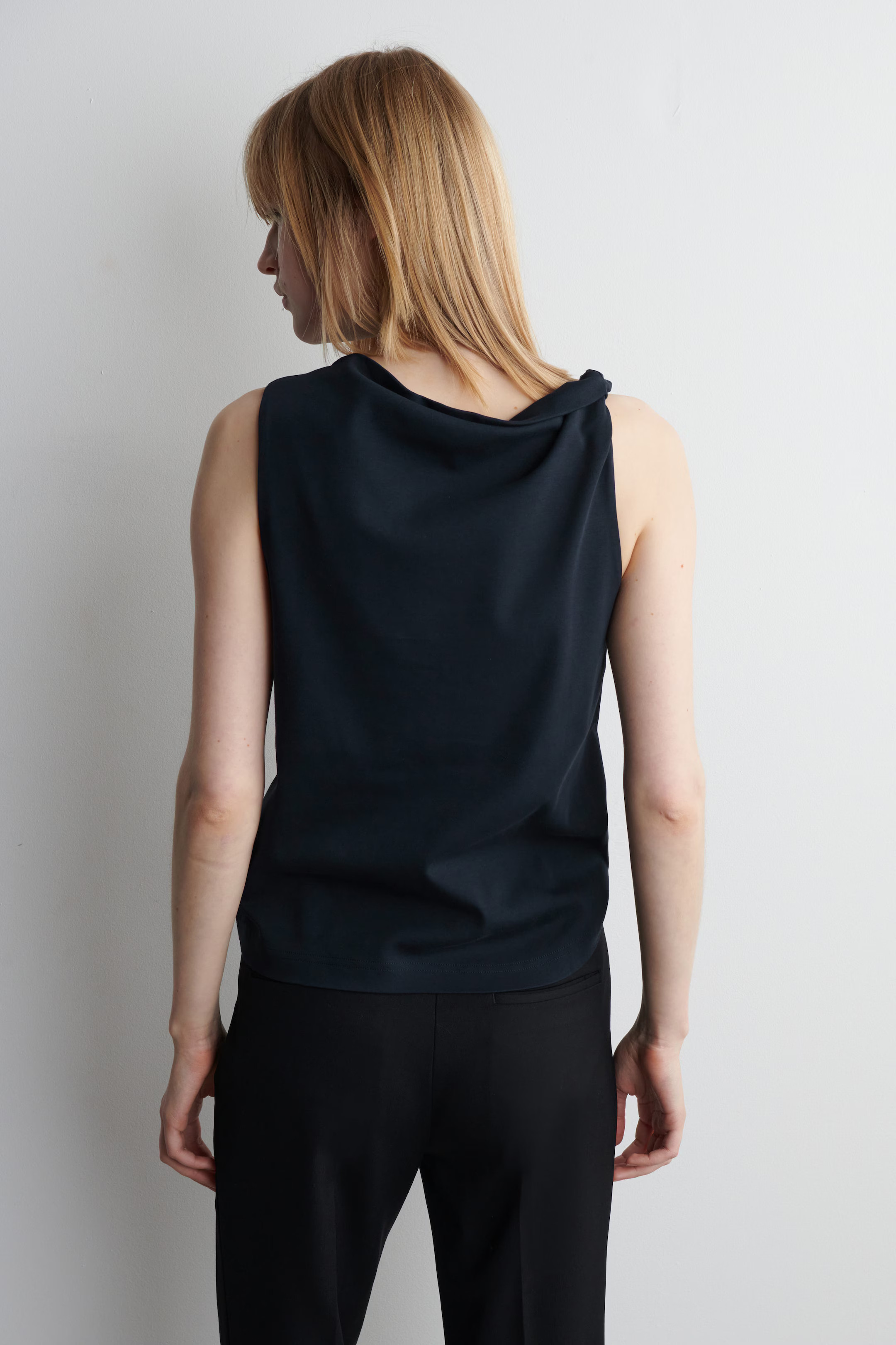 TWIST-DETAIL COTTON TOP - NAVY | COS | COS UK